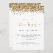 Invitation Elegant Parties scintillant or QR Code Mariage (Devant / Derrière)