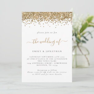 Invitation Elegant Parties scintillant or QR Code Mariage