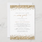 Invitation Élégant Parties scintillant Or Script New Years Ev (Devant)