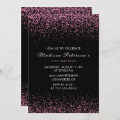 Invitation Elégant Parties scintillant rose glam 71e annivers (Devant / Derrière)