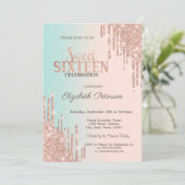 Invitation Élégant Parties scintillant Rose Gold Ombre Sweet  (Debout devant)