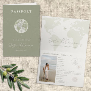 Invitation Élégant passeport de voyage pour mariage de destin