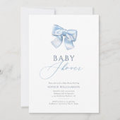 Invitation Elégant Pastel Blue Coquette Bow Baby shower (Devant)