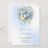 Invitation Elegant Pastel Blue White Peony Gold Wedding Invit (Devant)
