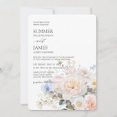 Invitation Élégant Pastel Blush Blanc Bleu Floral Mariage (Devant)