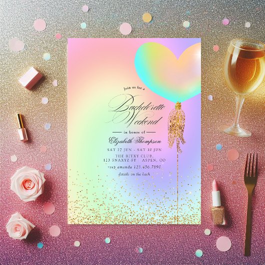 Invitation Elégant Pastel Faux Parties scintillant Bacheloret