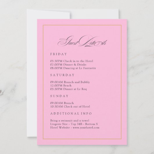 Invitation Elégant Pastel Faux Parties scintillant Bacheloret (Dos)