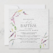 Invitation Élégant Pastel Fleur sauvage Aquarelle Baptême (Devant)
