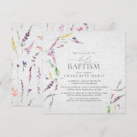 Élégant Pastel Fleur sauvage Aquarelle Baptême