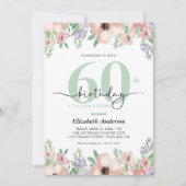 Invitation Elegant Pastel Floral 60th Birthday Party (Devant)