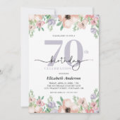 Invitation Elégant Pastel Floral 70e fête d'anniversaire (Devant)