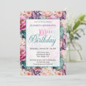 Invitation Elegant Pastel Floral Garden 100th Birthday (Debout devant)