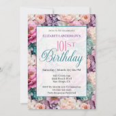 Invitation Elegant Pastel Floral Garden 101st Birthday (Devant)