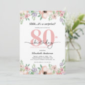 Invitation Elegant Pastel Floral Surprise 80th Birthday Party (Debout devant)