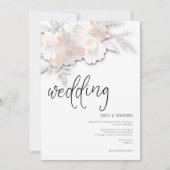 Invitation Élégant Pastel Florals Peach Blush Grey Mariage (Devant)
