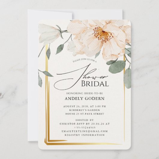 Invitation Elegant Pastel Flower Bridal Shower (Devant)