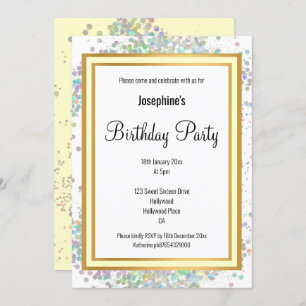 INVITATION ÉLÉGANT PASTEL HOLOGRAPHIQUE LEMON GOLD ANNIVERSAI