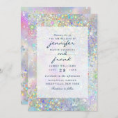 Invitation Elégant Pastel Holographique Parties scintillant G (Devant / Derrière)