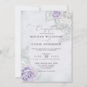 Invitation Élégant Pastel Lilac Roses (Devant)