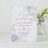 Invitation Élégant Pastel Lilac Roses (Debout devant)