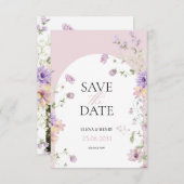 Invitation Elégant Pastel Mariage Fleur sauvage Enregistrer l (Devant / Derrière)