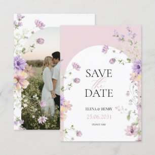 Invitation Elégant Pastel Mariage Fleur sauvage Enregistrer l