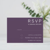 Invitation Elégant Pastel Minimal Purple Mariage moderne RSVP (Debout devant)