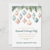 Invitation Elegant Pastel Ornament Exchange Christmas Party (Devant)