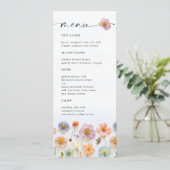 Invitation Elégant Pastel Pink Boho Fleur sauvage Menu Mariag (Debout devant)