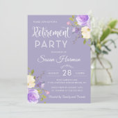 Invitation Élégant Pastel Purple Floral Retraite Party (Debout devant)