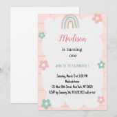 Invitation élégant Pastel Rainbow Watercolor Anniversaire (Devant / Derrière)
