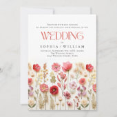 Invitation Élégant Pastel rose Boho Fleurs sauvages Mariage (Devant)