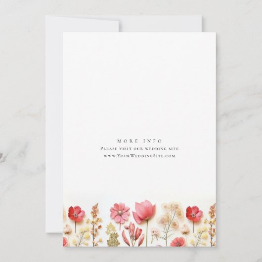 Invitation Élégant Pastel rose Boho Fleurs sauvages Mariage (Dos)