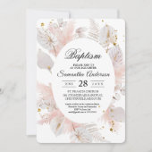 Invitation Elégant Pastel Rose Floral Frame & Gold Drops (Devant)