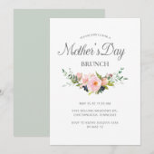 Invitation Elégant Pastel rose Floral verdure Fête des Mères (Devant / Derrière)