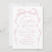 Invitation Elégant Pastel Rose Main Tirée Couples de Bow Douc (Devant)