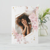 Invitation Élégant Pastel Rose Rose Rose Floral Photo (Debout devant)