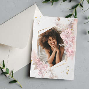 Invitation Élégant Pastel Rose Rose Rose Floral Photo