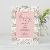 Invitation Elegant Pastel Roses Shabby Chic Wedding (Debout devant)