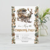 Invitation Elégant pastel vert faux or et rennes (Debout devant)