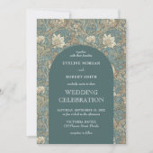 Invitation Élégant pastel vert ivoire floral Art Nouveau (Devant)