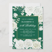 Invitation Élégant Pastel Vert Rose Blanche Floral Anniversai (Devant)