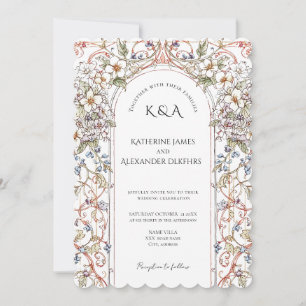 Invitation Élégant Pastel Vintage Arc Floral Mariage