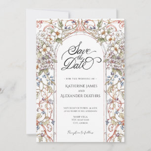 Invitation Elégant Pastel Vintage Wedding Enregistrer La Date