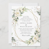 Invitation Elégant Pastel White Roses Eucalyptus Mariage (Devant)