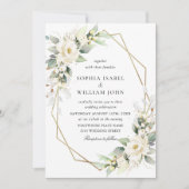 Invitation Elégant Pastel White Roses Eucalyptus Mariage (Devant)