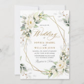 Invitation Elégant Pastel White Roses Eucalyptus Mariage (Devant)
