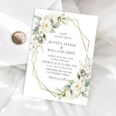 Invitation Elégant Pastel White Roses Eucalyptus Mariage