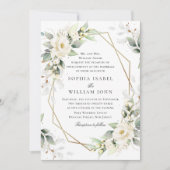 Invitation Elégant Pastel White Roses Eucalyptus Mariage (Devant)