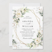 Invitation Elégant Pastel White Roses Eucalyptus Mariage (Devant)